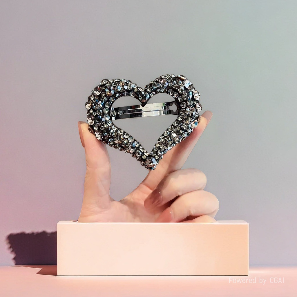 Song Jin heart-shaped diamond-encrusted pet children's hairpin and hairpin, Song Jin base