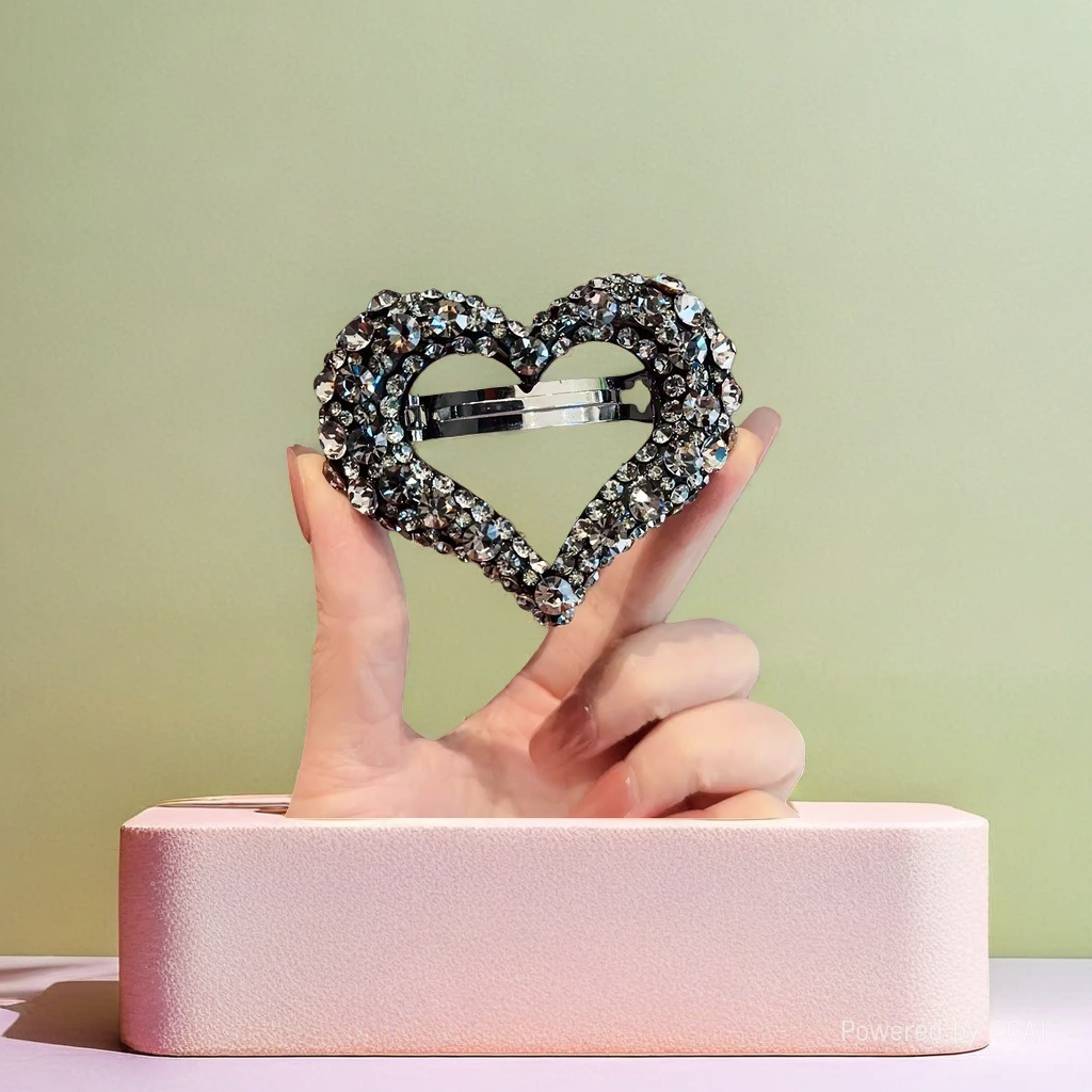 Song Jin heart-shaped diamond-encrusted pet children's hairpin and hairpin, Song Jin base details Picture
