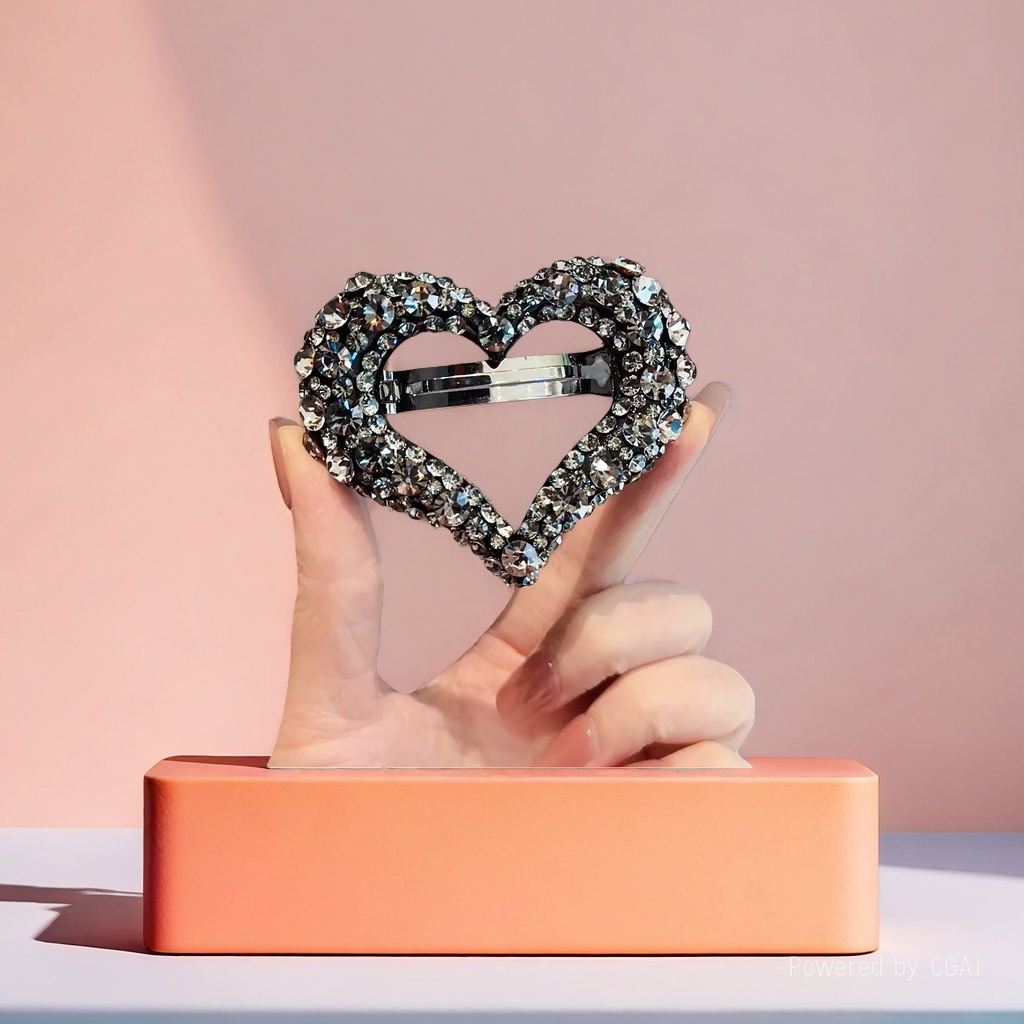 Song Jin heart-shaped diamond-encrusted pet children's hairpin and hairpin, Song Jin base Application Scenario