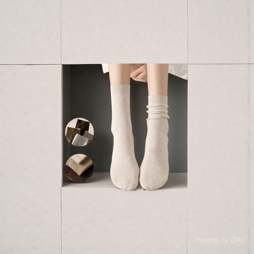 Beige Bingbing Pile pile socks for women spring and summer are breathable and comfortable with a pile pile design Application Scenario