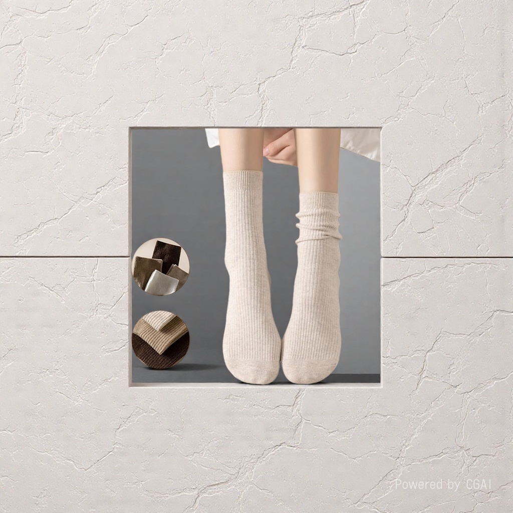 Beige Bingbing Pile pile socks for women spring and summer are breathable and comfortable with a pile pile design Specification image