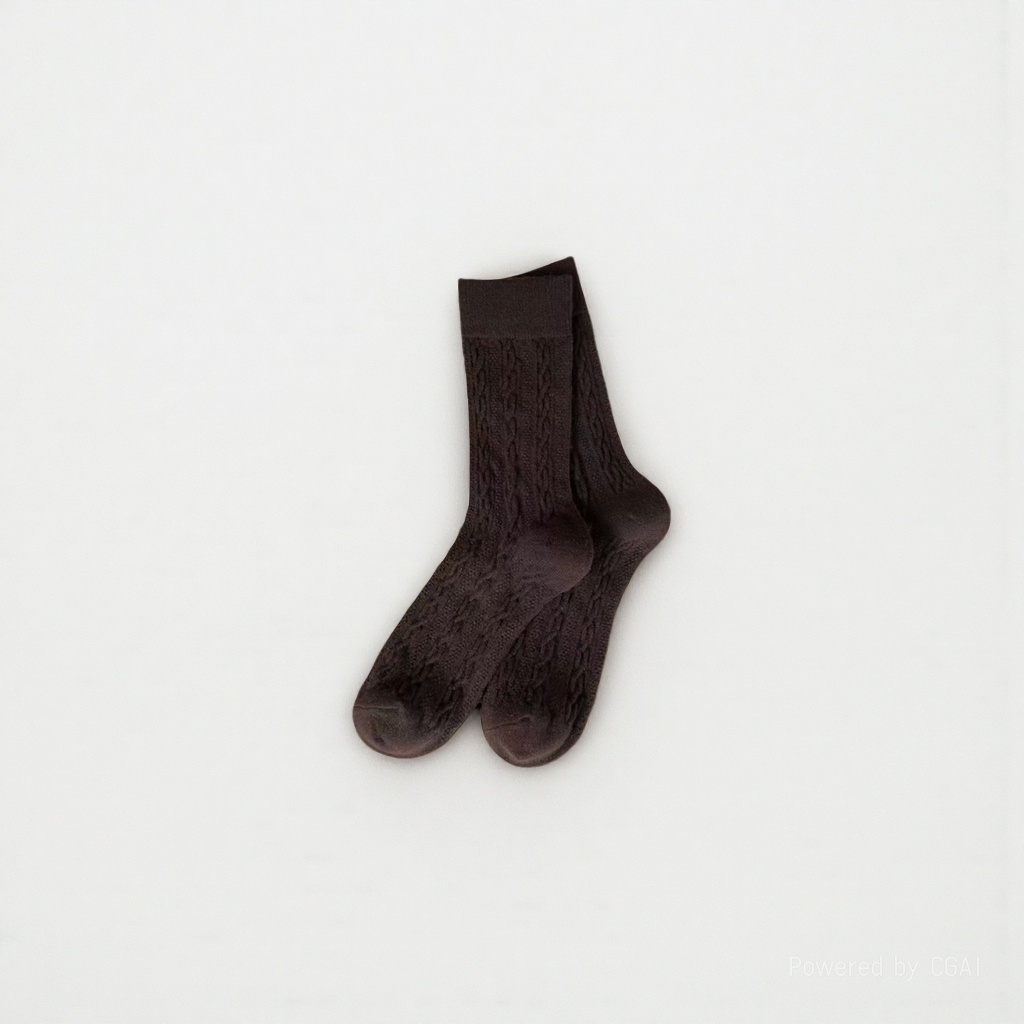 Bingbing Dui Dui Socks Women's Spring and Summer dark brown woven socks details Picture