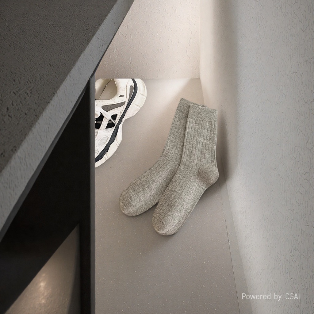 Bingbing Dui Dui socks for women's spring and summer: Grey striped breathable and ice-like dui dui socks details Picture