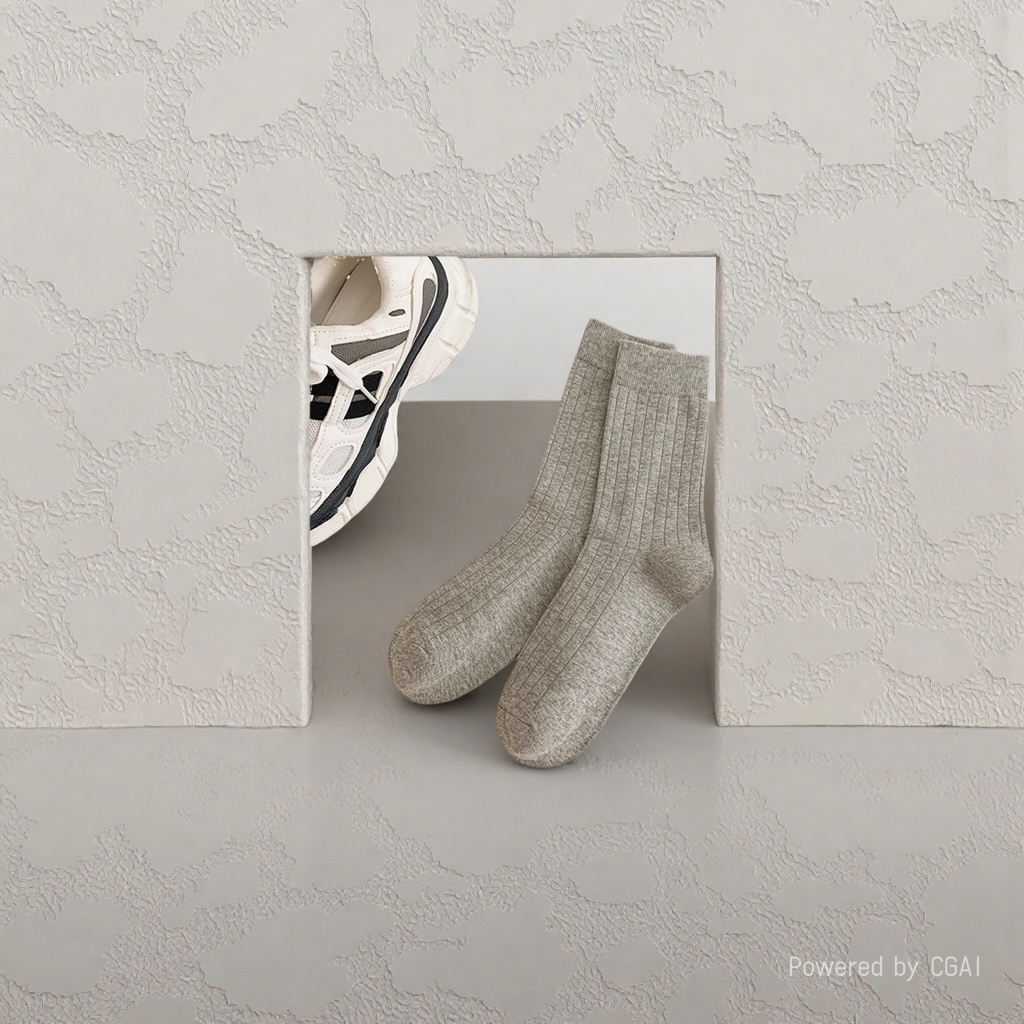 Bingbing Dui Dui socks for women's spring and summer: Grey striped breathable and ice-like dui dui socks Specification image