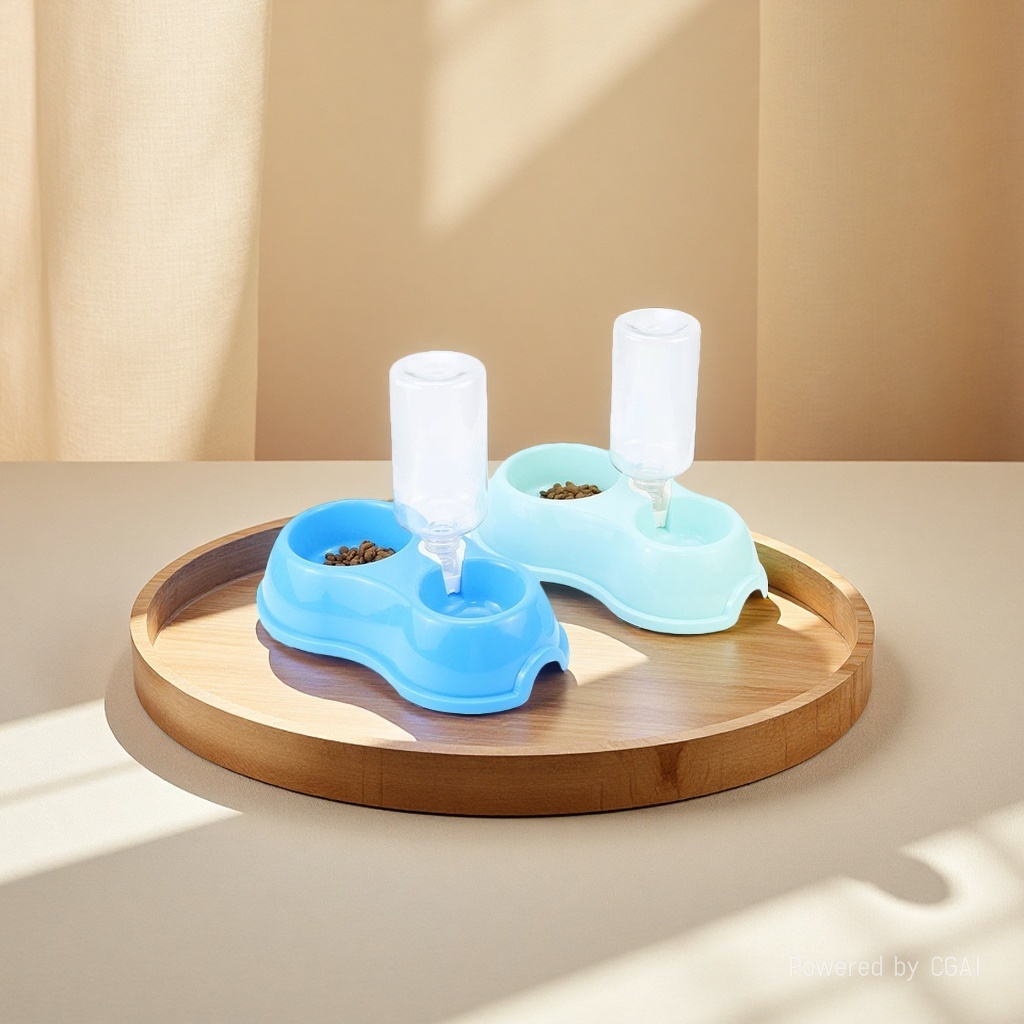 Pet automatic drinking water feeder, plastic multi-functional pet without bowl, no wet mouth, double bowl, corner feeding bowl Specification image