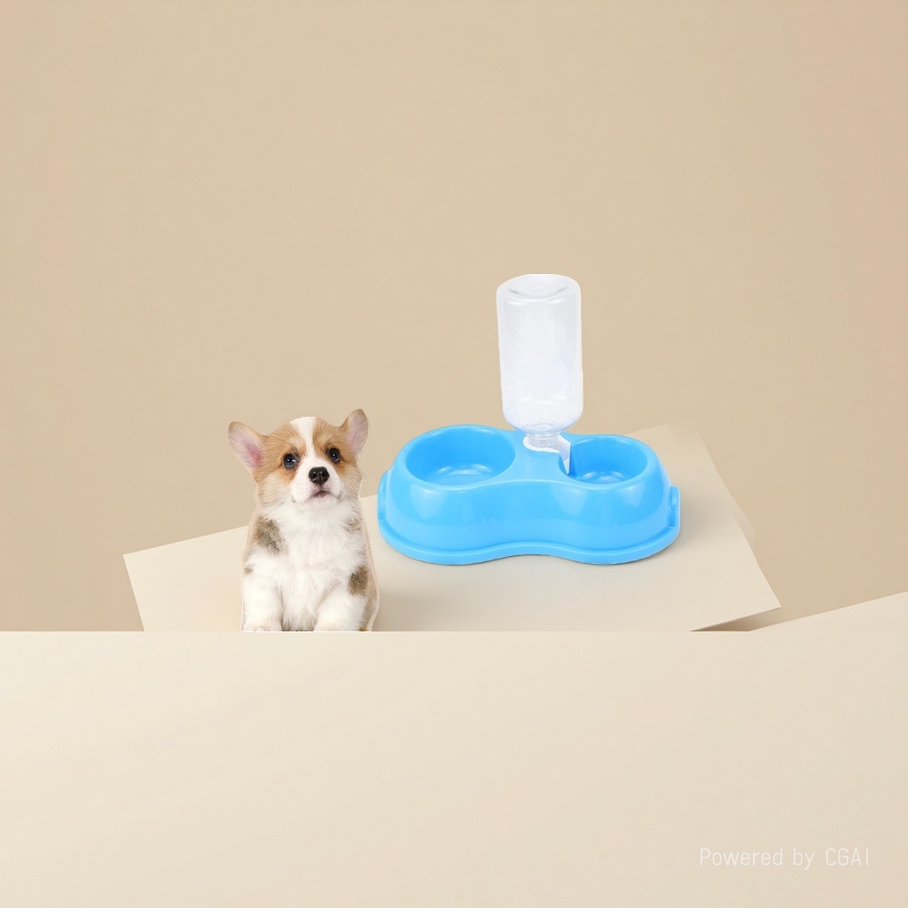 Pet automatic drinking water feeder, plastic multi-functional pet without bowl, no wet mouth, double bowl, corner feeding bowl details Picture