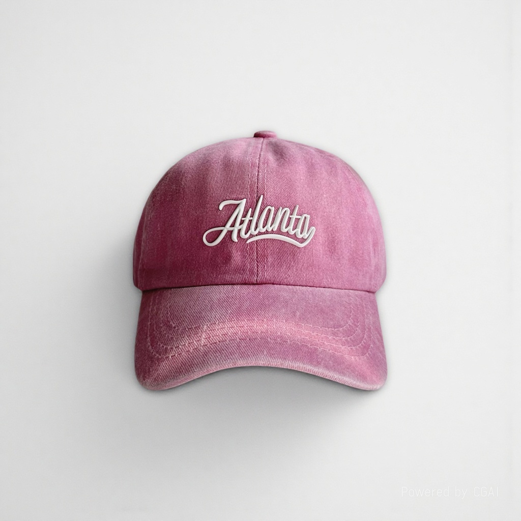 Pink Atlanta embroidered adult baseball cap, sunshade and sun protection fisherman cap details Picture