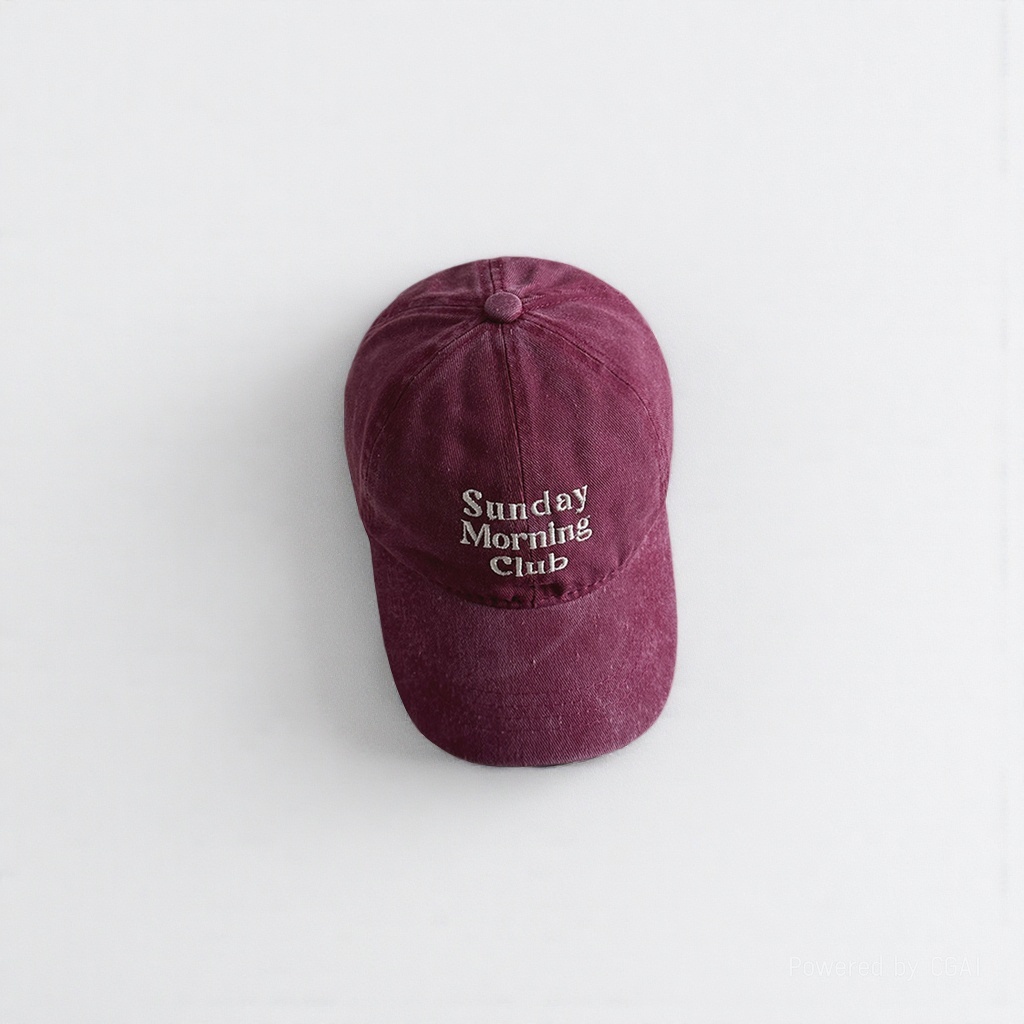 Men's purple baseball shirt with Sunday Morning Club knitted baseball cap