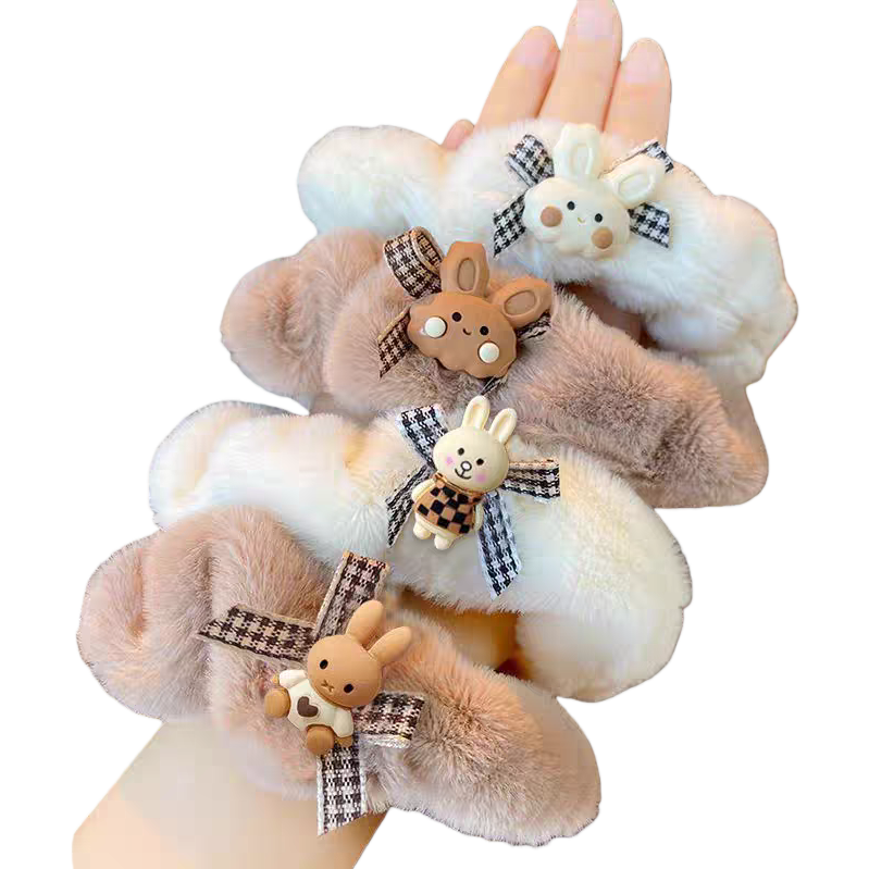 Plush large intestine hair band, hair accessory, hair rope accessory, sweet and cute, fluffy hair band Item Picture