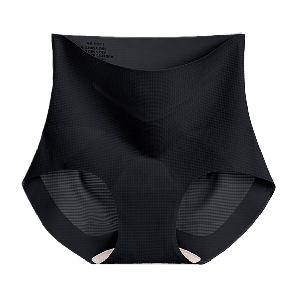 Negro cintura alta X forma micro presión luz moldeado curva bragas mujer 10A antibacteriano morera croche de seda cómodo y transpirable Item Picture