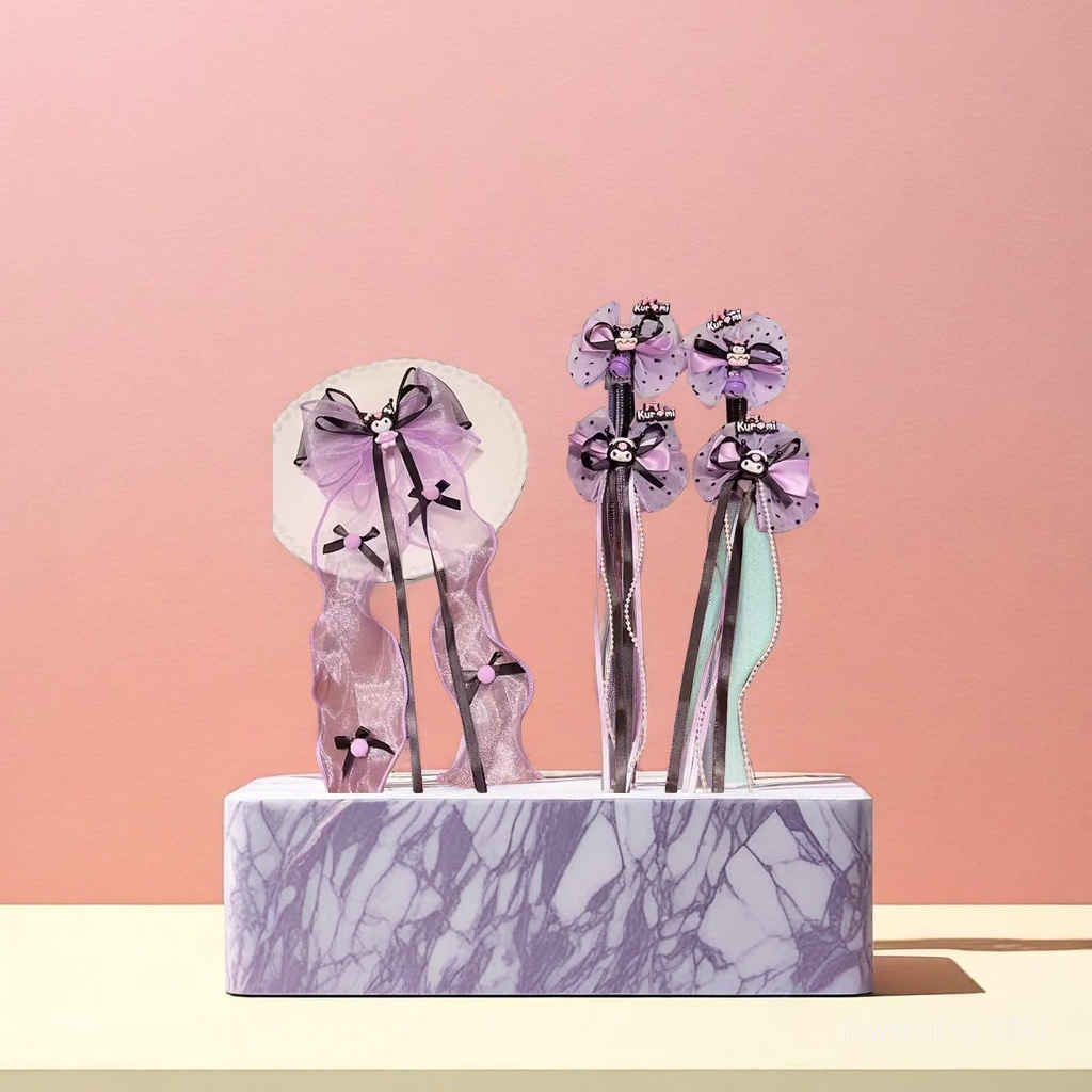 New 2025 Girls' fresh purple Kulomi ribbon bow hairpin Long tassel ribbon Romantic hair accessory for girls Application Scenario