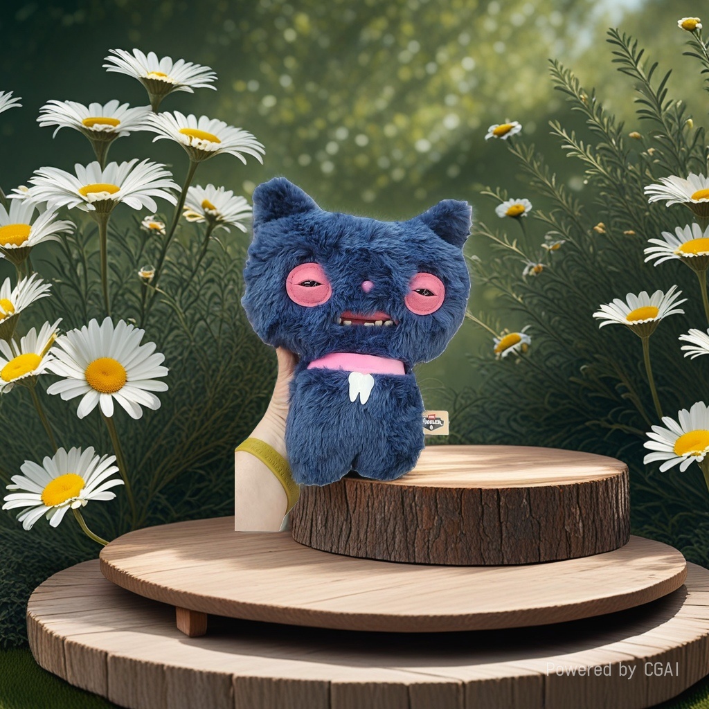 Happy blue plush simulation figurines, three-flower cat backpack dolls, Marco rabbit animal plush Specification image