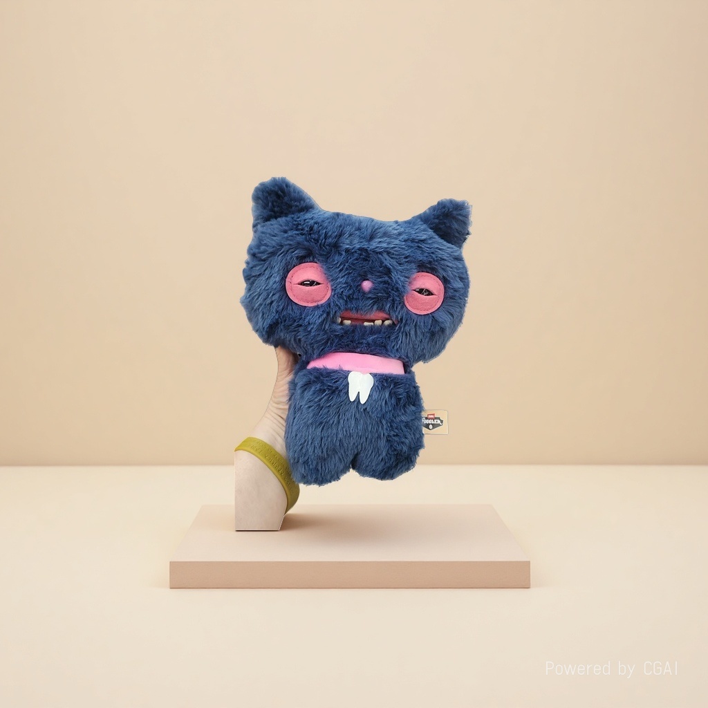 Happy blue plush simulation figurines, three-flower cat backpack dolls, Marco rabbit animal plush details Picture