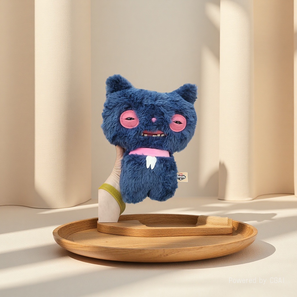 Happy blue plush simulation figurines, three-flower cat backpack dolls, Marco rabbit animal plush Application Scenario