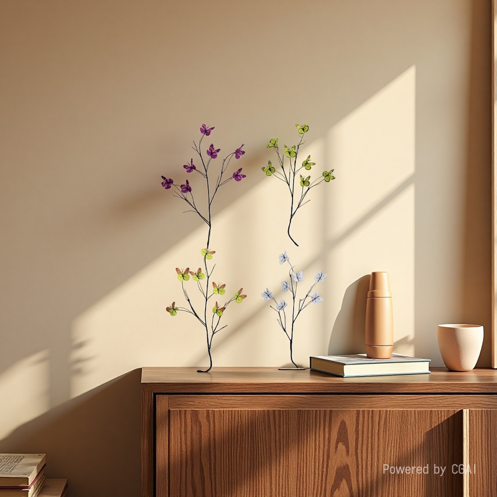 Seven-headed butterfly, artificial vine, butterfly branches, artificial flowers, plastic vine, string flowers, fake flower strips, small white moss, dead wood Application Scenario