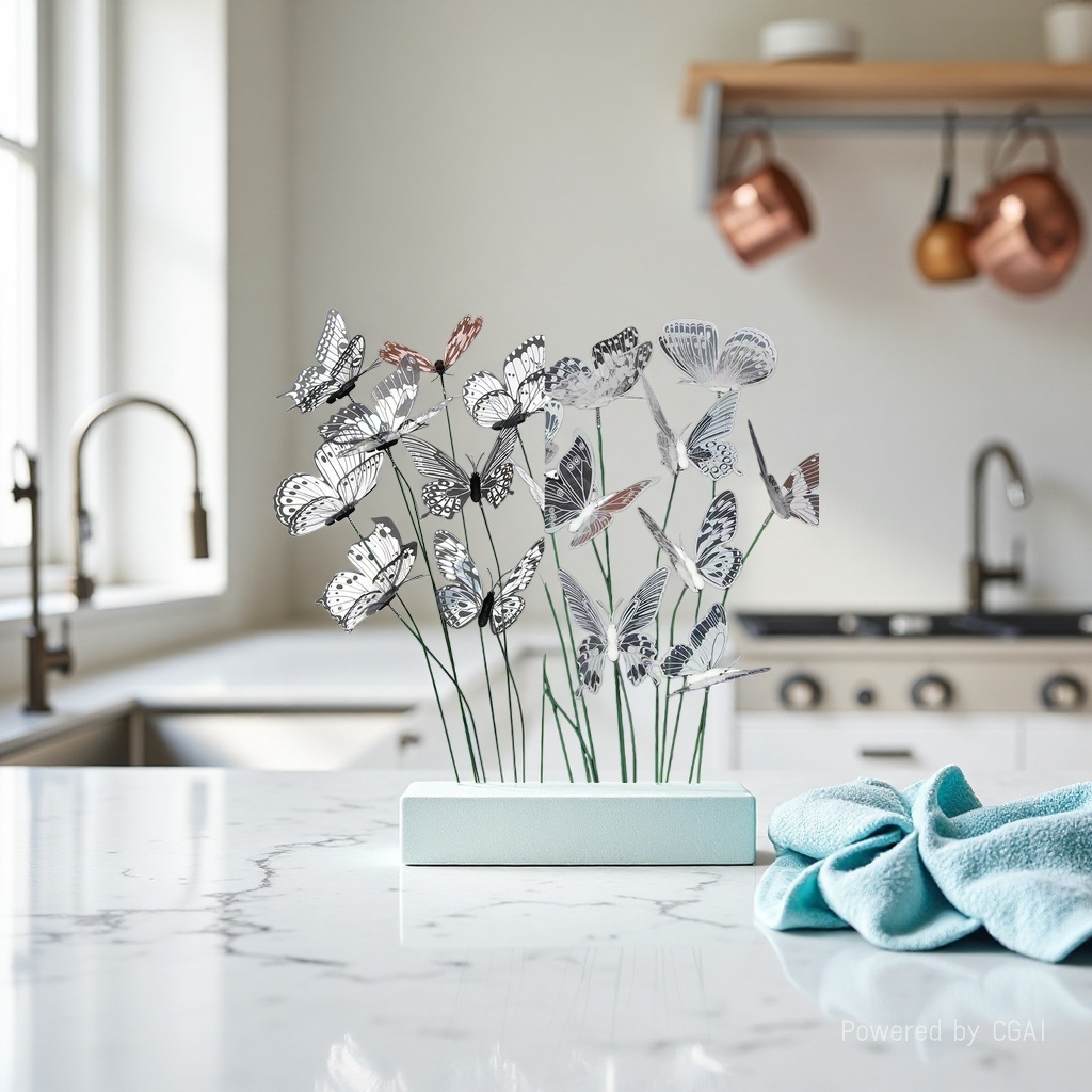 8 cm simulated plastic black and white butterfly Specification image
