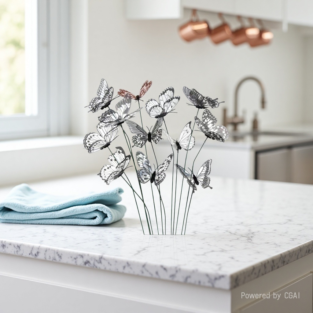 8 cm simulated plastic black and white butterfly details Picture