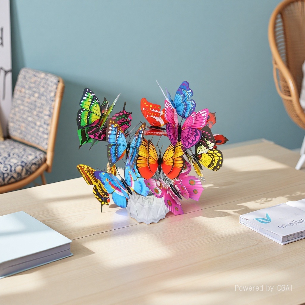 Double-layer simulated butterfly insert rods for outdoor garden decoration parties, 3D stereoscopic butterfly garden decoration butterflies Application Scenario