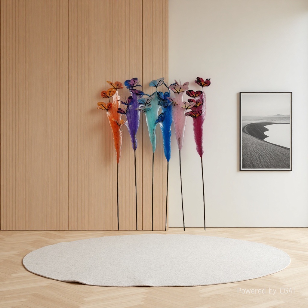 Reed butterfly plastic flower garden decoration details Picture