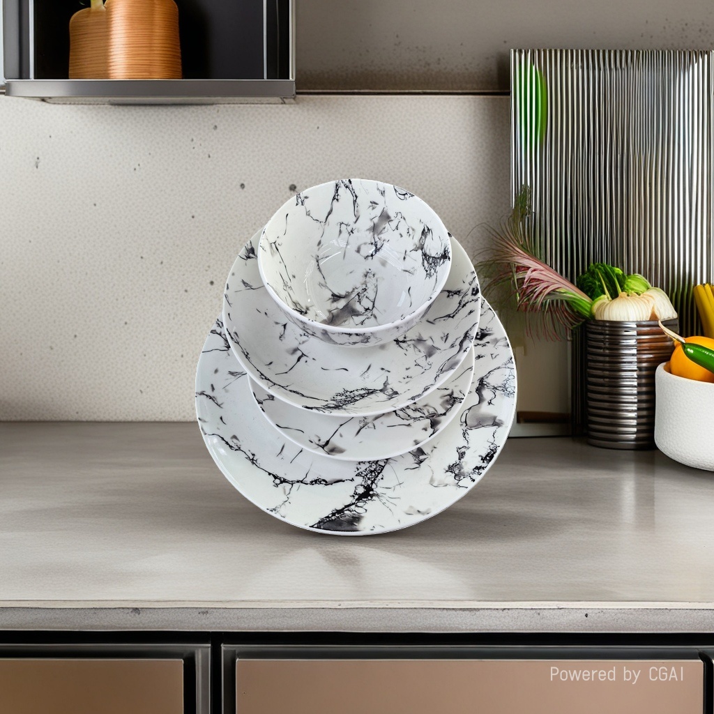 Marble-patterned square bowl and plate tableware set, melamine dumpling plate bowl and plate set can be purchased separately. For inquiries by phone details Picture