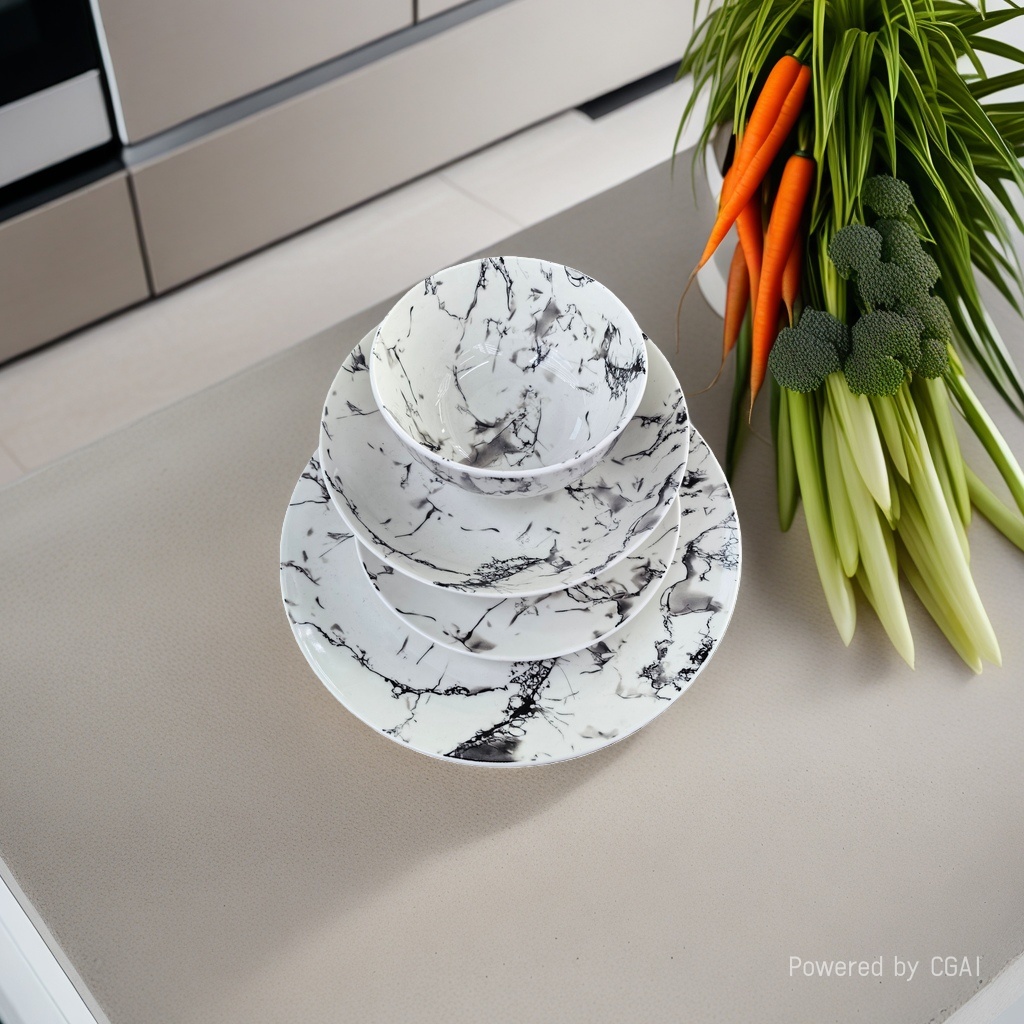 Marble-patterned square bowl and plate tableware set, melamine dumpling plate bowl and plate set can be purchased separately. For inquiries by phone Application Scenario