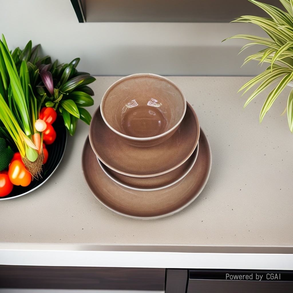 Brown ceramic tableware set, bowl, plate and chopsticks combination, underglaze color process, high-temperature resistant, household can be purchased separately. Call for inquiry details Picture