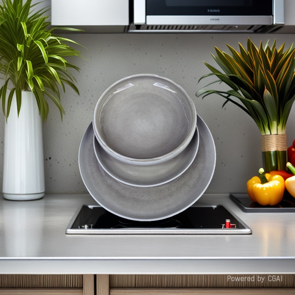 The grey ceramic tableware set includes 4 pieces of ceramic tableware such as plates, bowls and chopsticks. They can be purchased separately. For inquiries by phone Application Scenario
