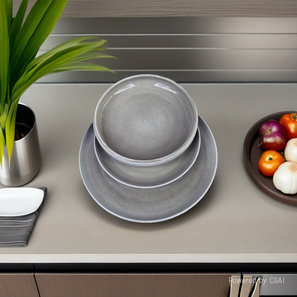 The grey ceramic tableware set includes 4 pieces of ceramic tableware such as plates, bowls and chopsticks. They can be purchased separately. For inquiries by phone details Picture