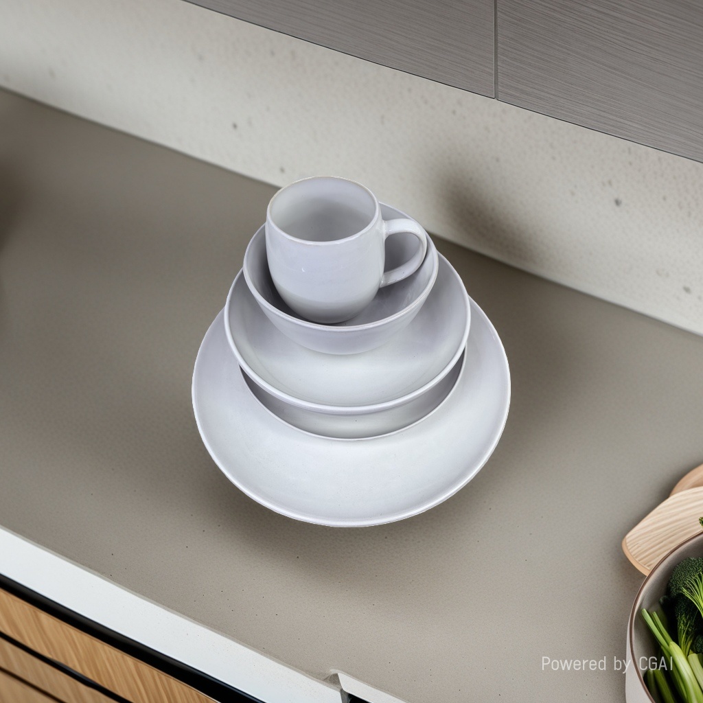 The white ceramic tableware set includes cups, bowls, plates and chopsticks. The ceramic tableware is in a simple home style and can be purchased separately. For inquiries by phone Application Scenario