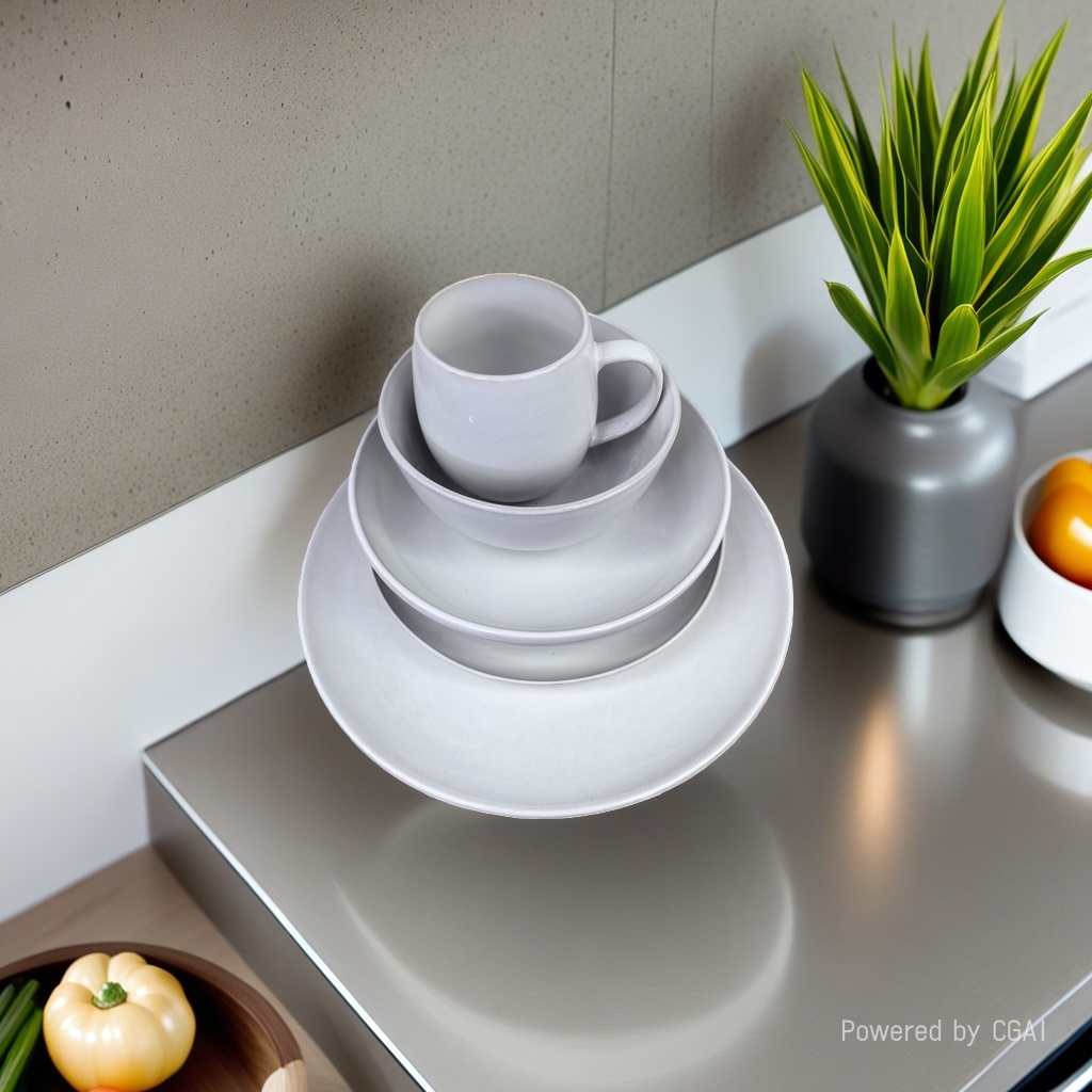 The white ceramic tableware set includes cups, bowls, plates and chopsticks. The ceramic tableware is in a simple home style and can be purchased separately. For inquiries by phone Specification image
