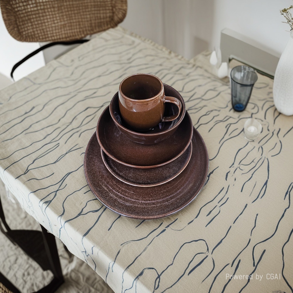 The brown ceramic tableware set, including cups, bowls, plates, bowls and chopsticks, can be purchased separately. For inquiries by phone