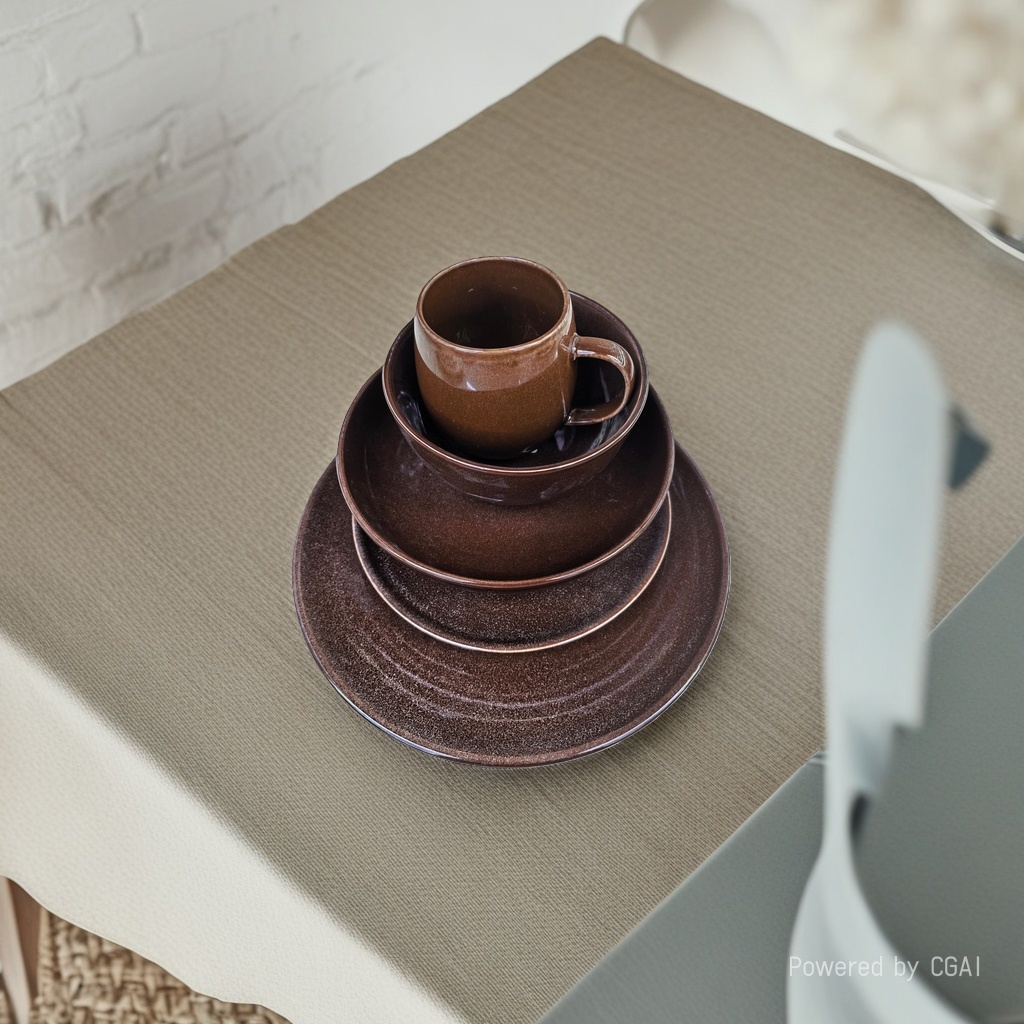 The brown ceramic tableware set, including cups, bowls, plates, bowls and chopsticks, can be purchased separately. For inquiries by phone details Picture