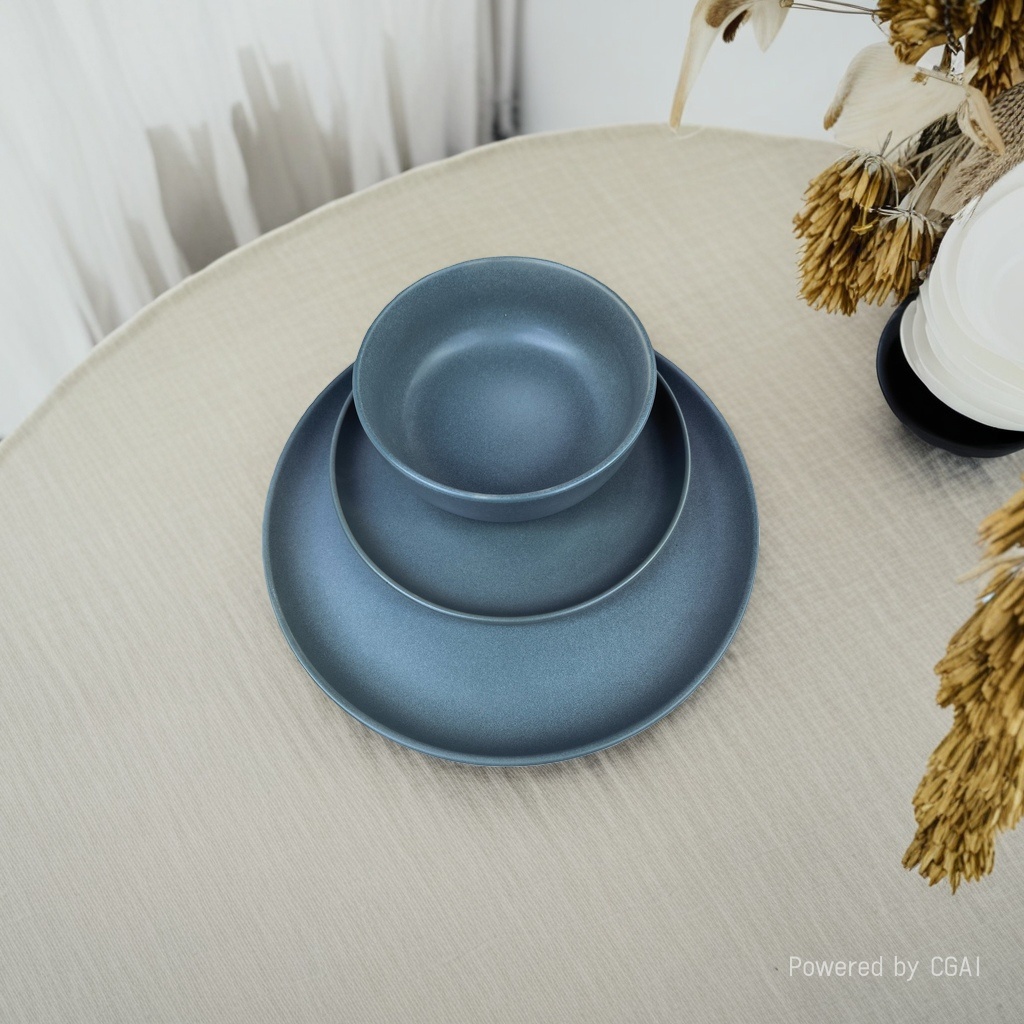 Dark grey square melamine bowl and plate set with dumpling plate can be purchased separately. Call for inquiry details Picture