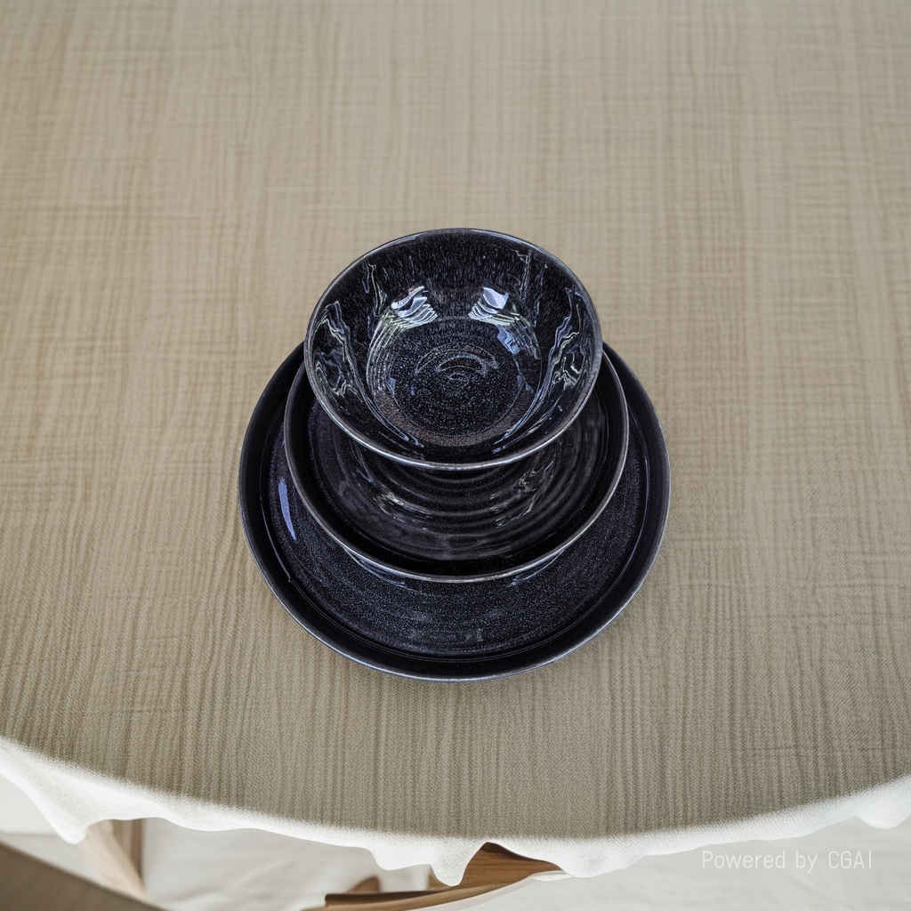 Black ceramic tableware set, bowl, plate and chopsticks combination, underglaze color process, high-temperature resistant, can be purchased separately. Call for inquiry Application Scenario