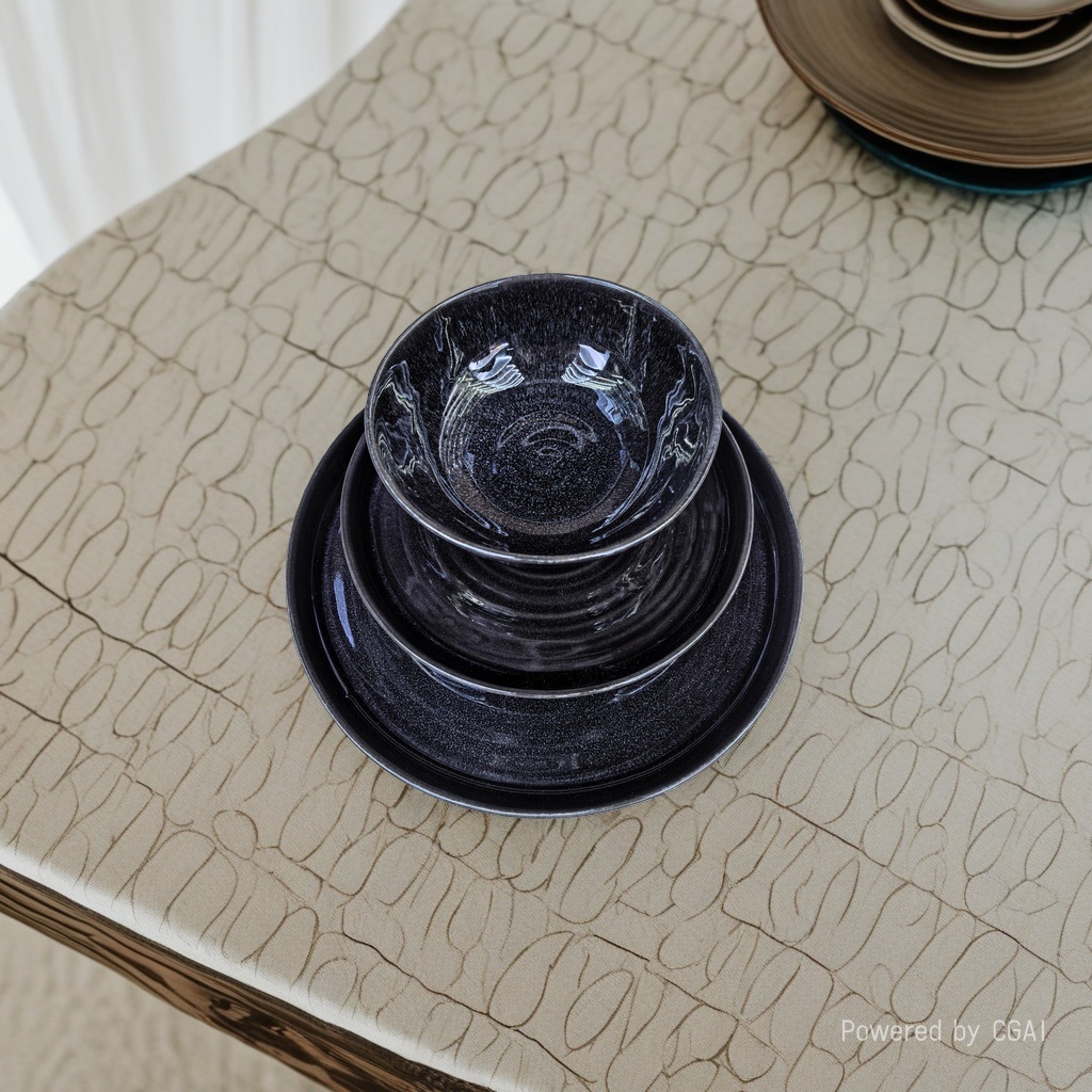 Black ceramic tableware set, bowl, plate and chopsticks combination, underglaze color process, high-temperature resistant, can be purchased separately. Call for inquiry Specification image
