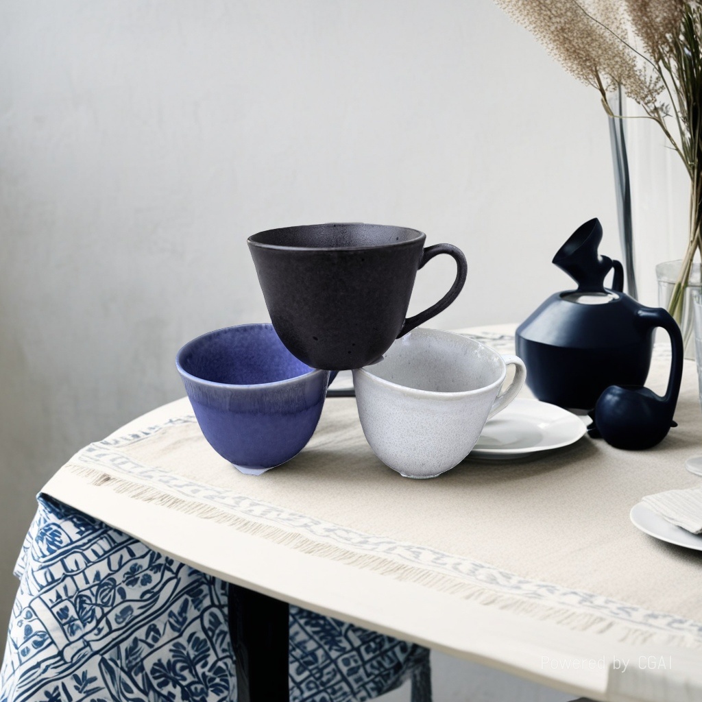 Ceramic coffee cup and saucer set, high appearance level gradient color home latte art cup, creative couple homestay mug details Picture