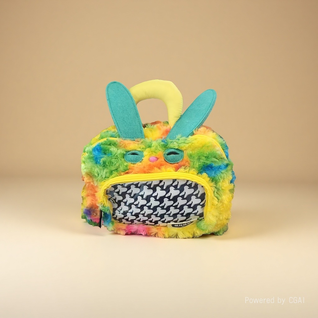 Handmade colorful plush rabbit velvet bags, round bagua lucky bags, drawstring bags, shopping accessories details Picture
