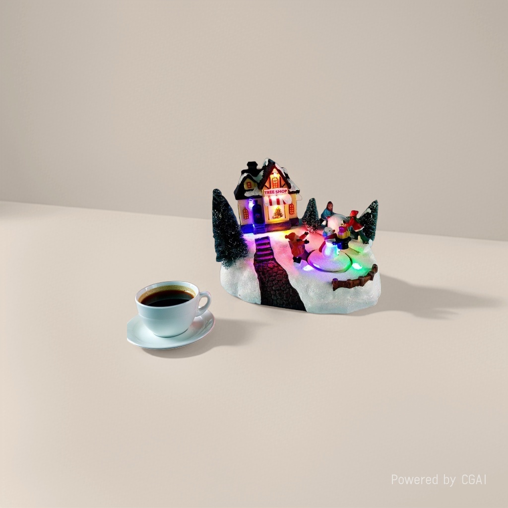圣诞装饰发光摆件音乐小镇发光工艺品创意摆件电动玩具
