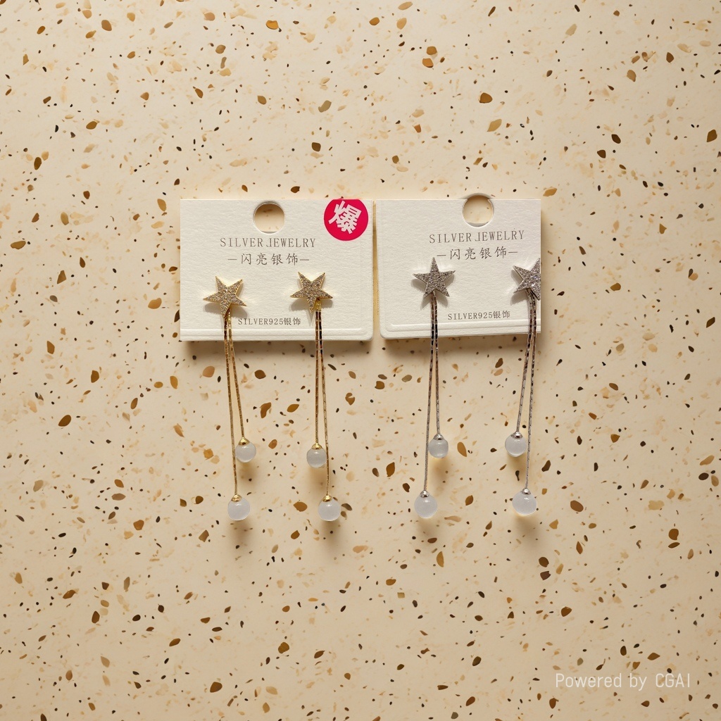 French shining S925 silver earrings with a hollowed-out design are lightweight earrings