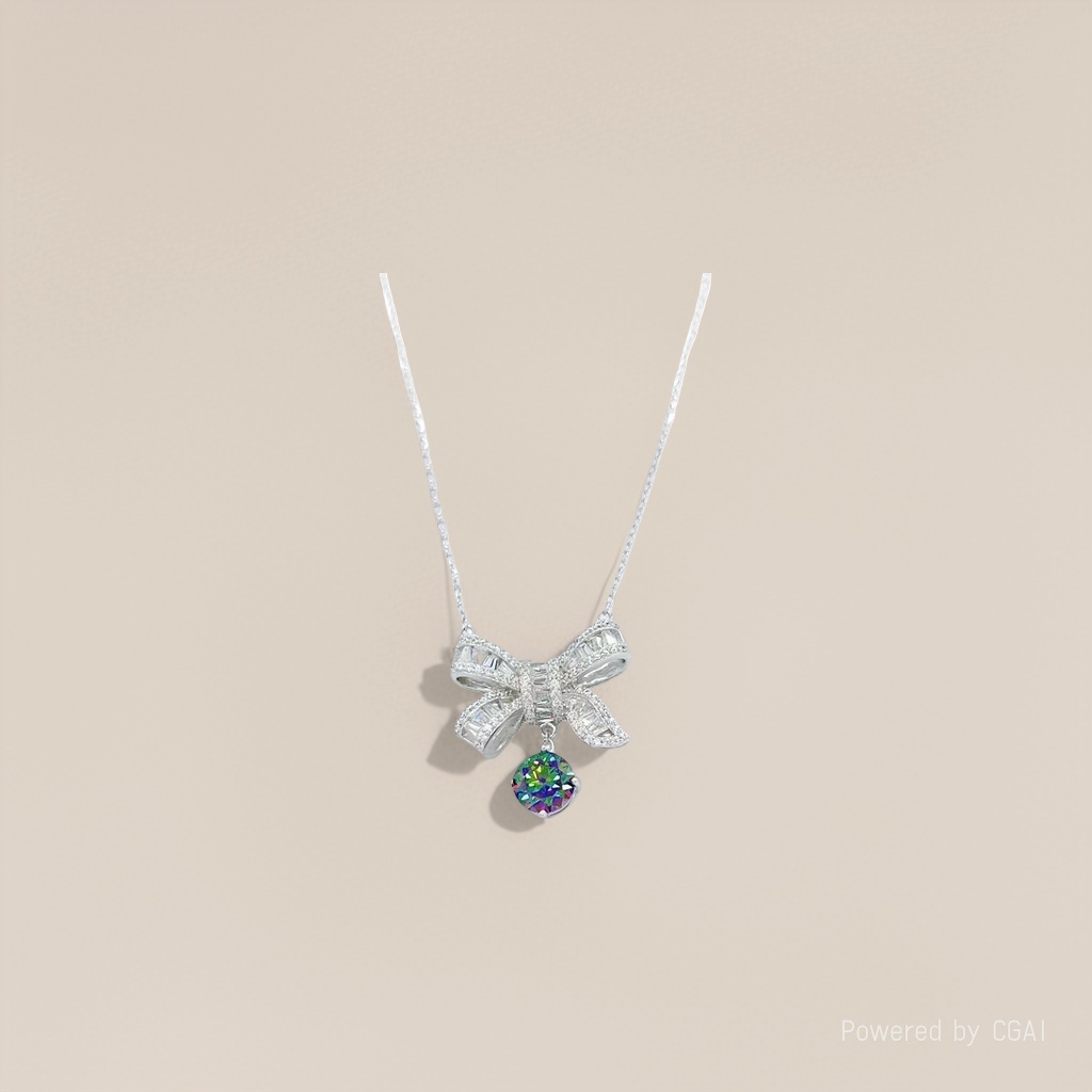 A new style of silver jewelry with a seven-color green Moissanite pearl pendant necklace Application Scenario
