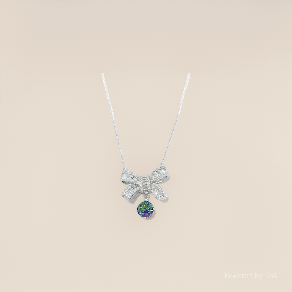 A new style of silver jewelry with a seven-color green Moissanite pearl pendant necklace Specification image