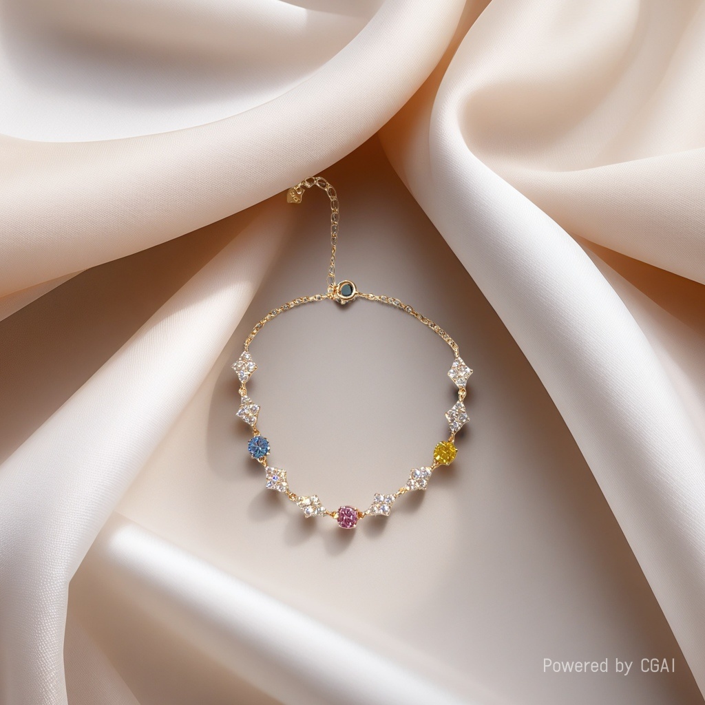New sand gold colored gemstone crystal bracelet, 18cm