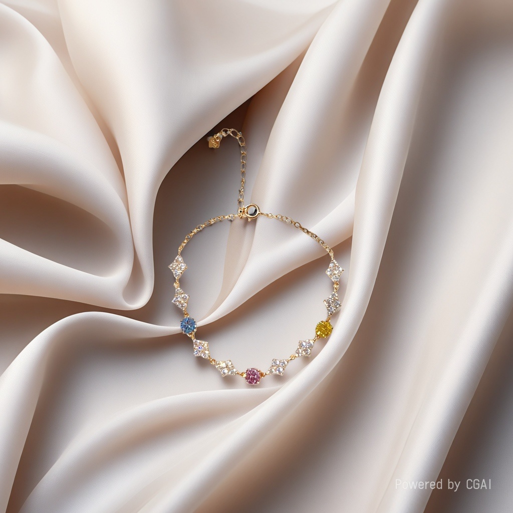 New sand gold colored gemstone crystal bracelet, 18cm details Picture