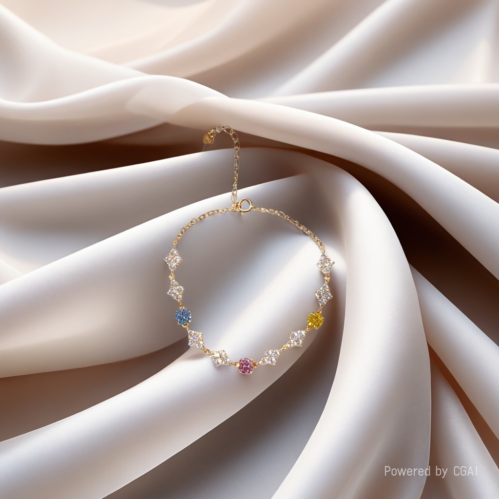 New sand gold colored gemstone crystal bracelet, 18cm Specification image