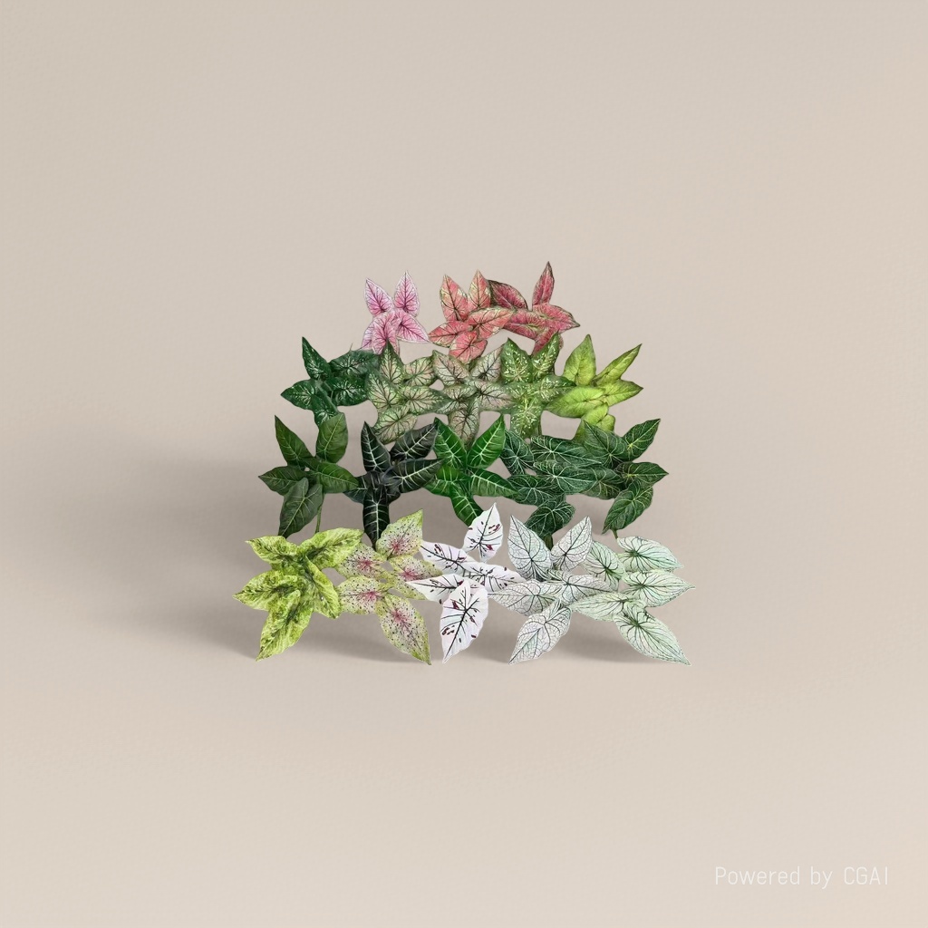 Artificial plants, colorful leaves, knitted flowers, large-leaf artificial flowers, micro-landscapes, artificial green plants, bamboo artificial flowers Specification image