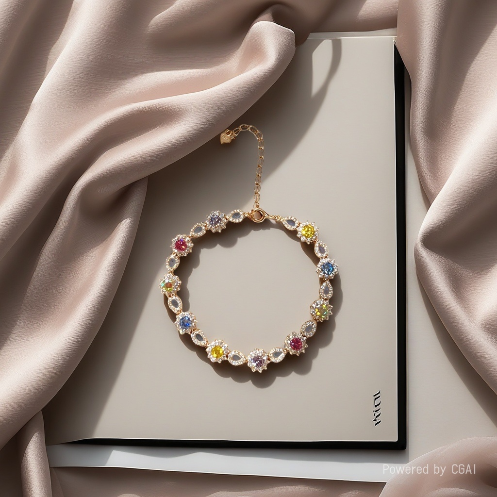 New sand gold colored gemstone crystal bracelet, 18cm105721016