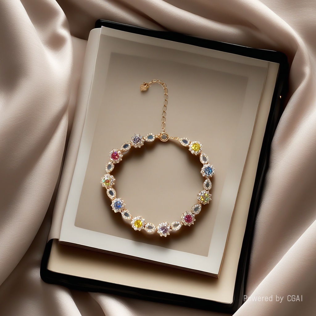 New sand gold colored gemstone crystal bracelet, 18cm105721016 details Picture