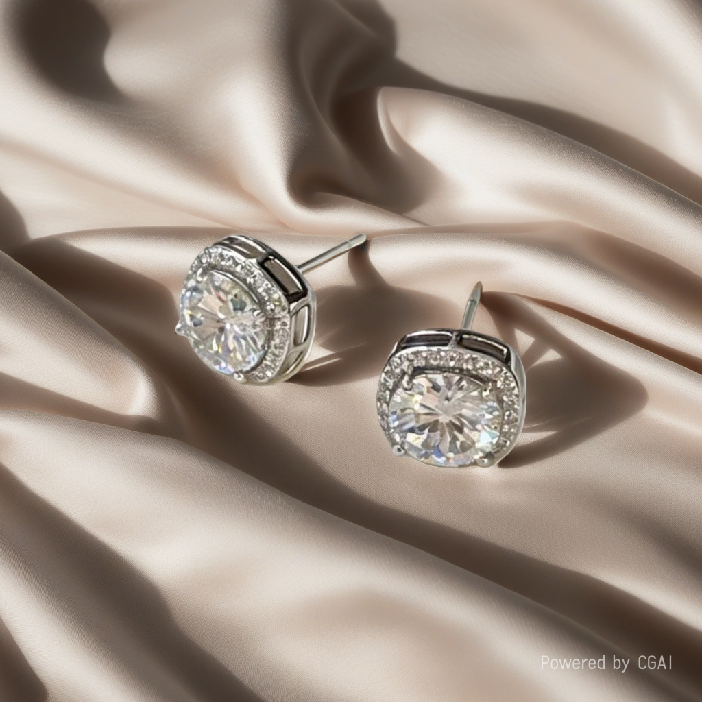 S925 sterling silver colored Zircon ear studs and needles for ear piercing and anti-allergy, a pair set