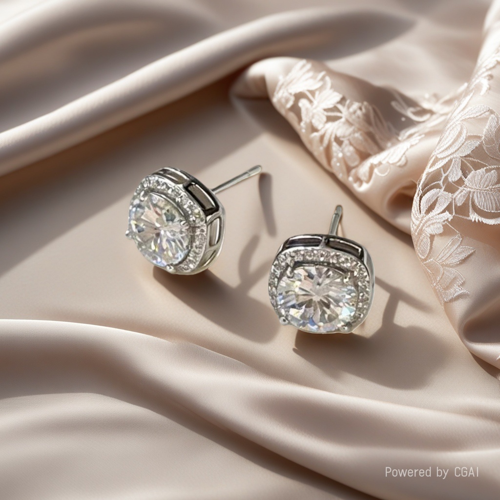 S925 sterling silver colored Zircon ear studs and needles for ear piercing and anti-allergy, a pair set details Picture
