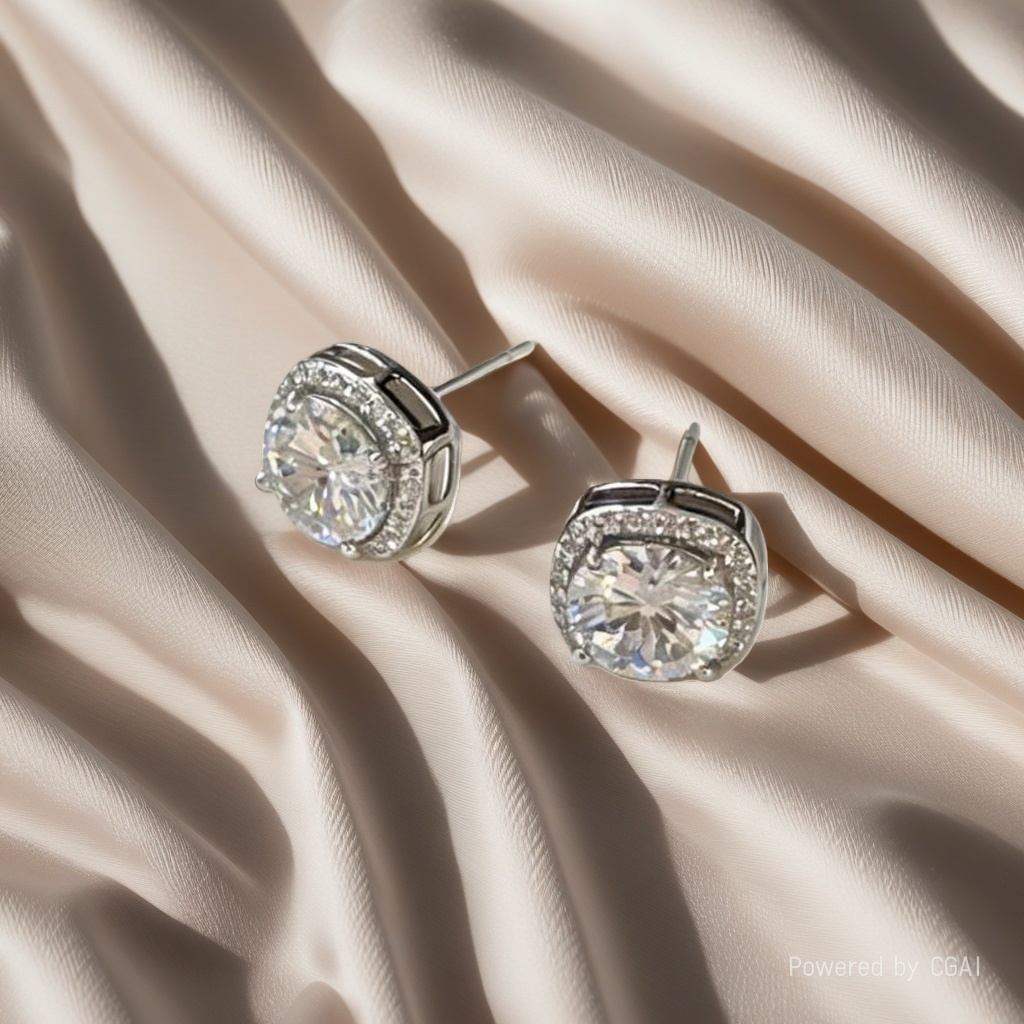 S925 sterling silver colored Zircon ear studs and needles for ear piercing and anti-allergy, a pair set Application Scenario